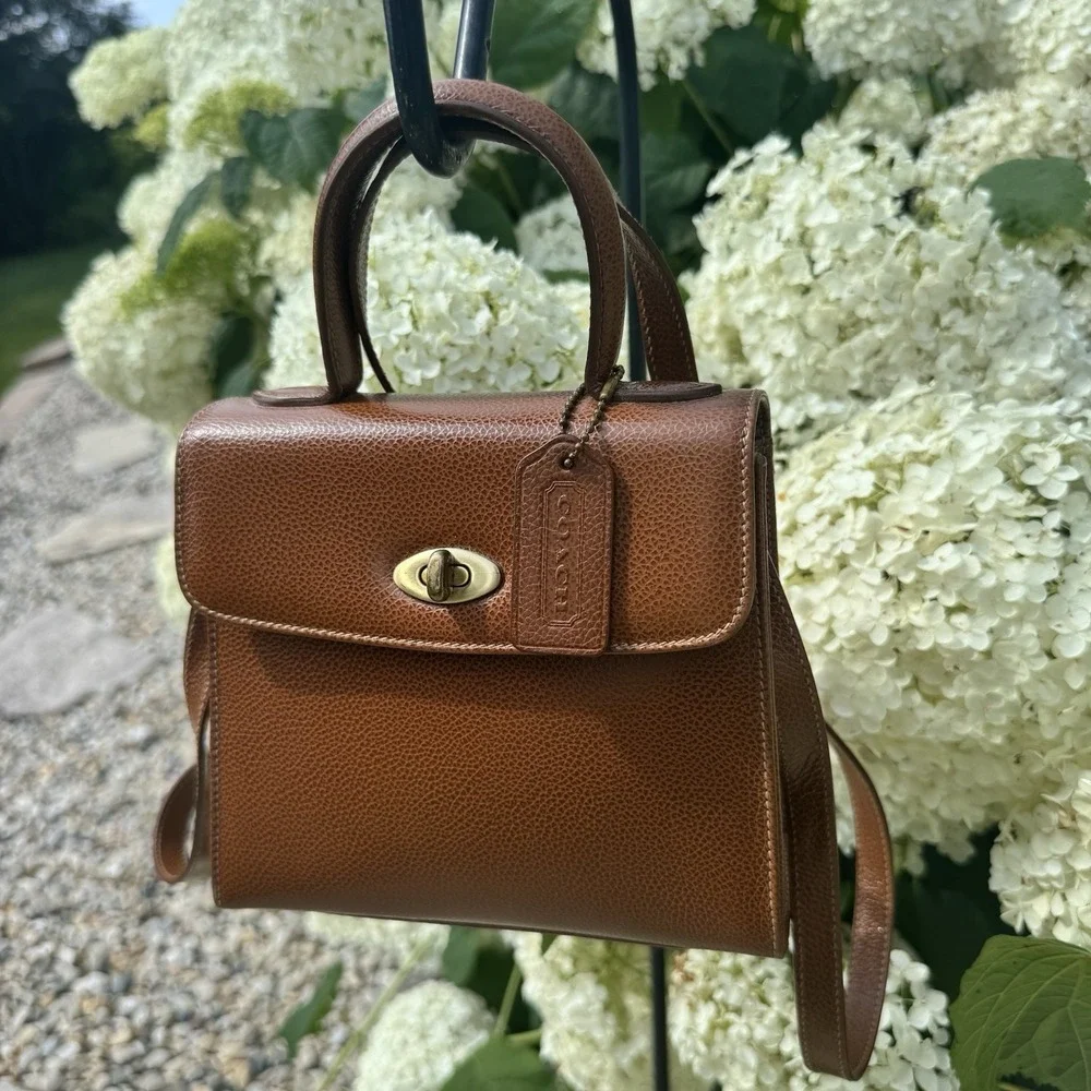 COACH Vintage Gracie Bag 4413 Leather Brown Turnlock Shoulder ~ Made In Italy